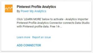 data studio connectors pinterest profile analytics power my analytics